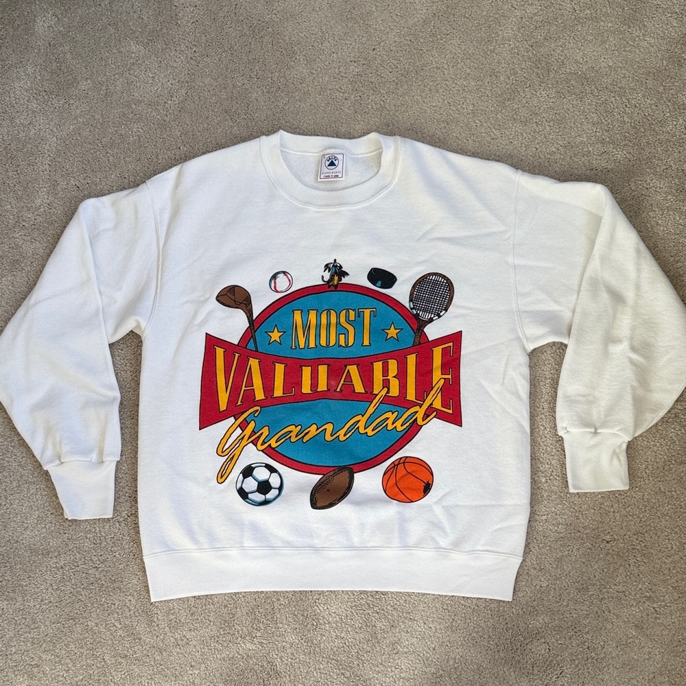 Vintage 90’s Most Valuable Grandad Delta White Sweatshirt Size L